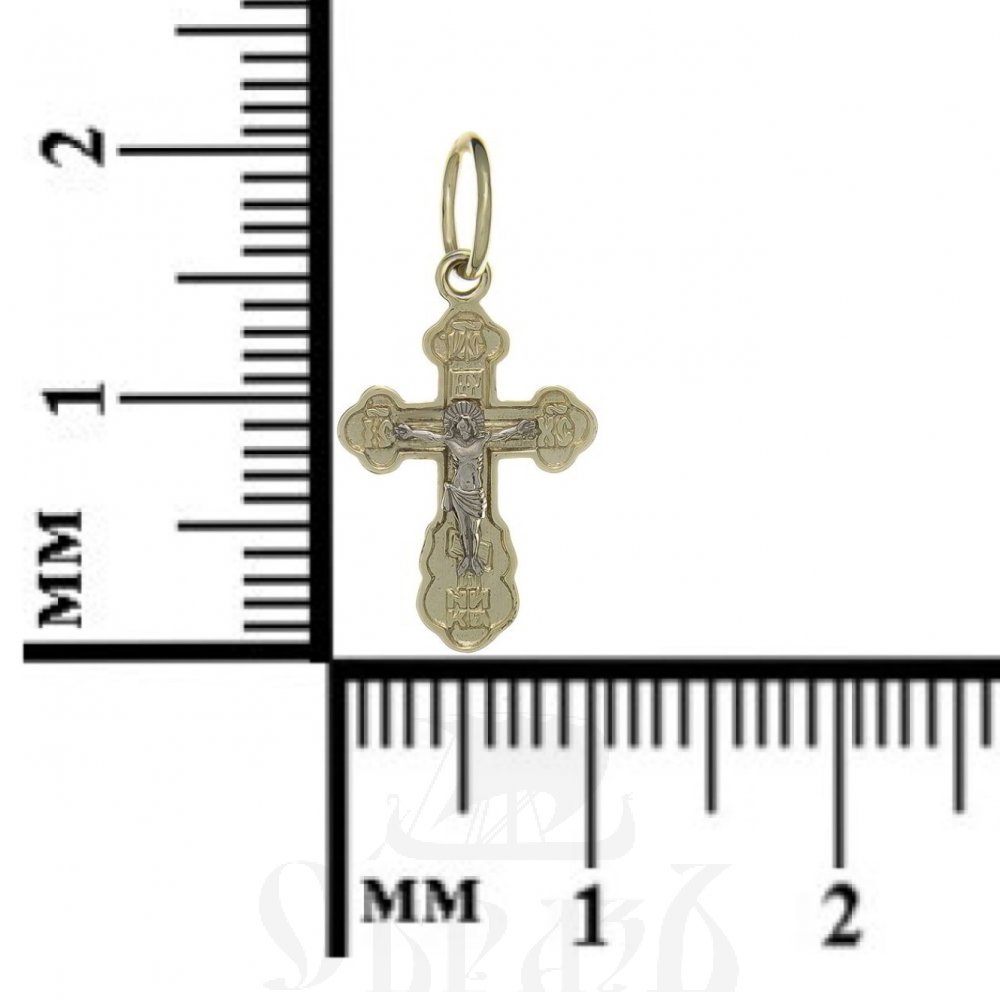 золотой крест трилистник с молитвой честному кресту, 585 проба желтого и белого цвета (арт. п10056-з5жб)