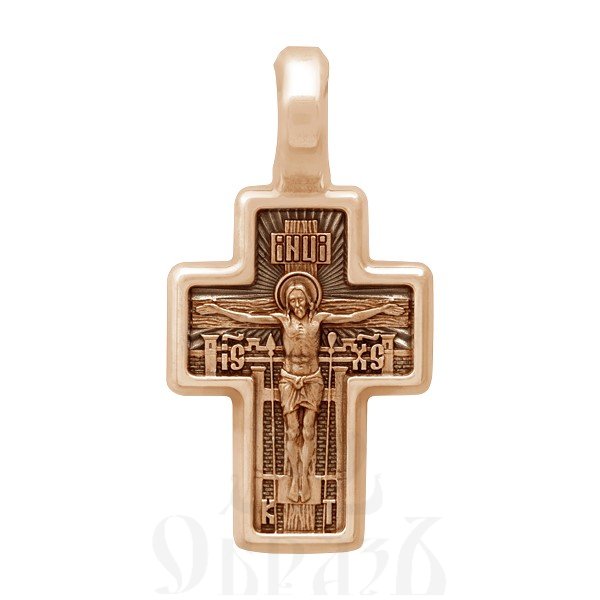 крест с образом казанской иконы божией матери и молитвой «пресвятая богородица, спаси мя», золото 585 проба красное (арт. 201.506-1)