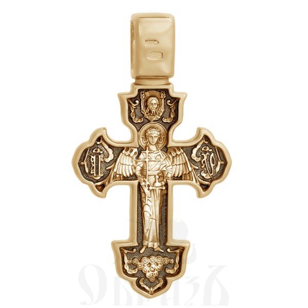 крест «распятие. ангел хранитель», золото 585 проба желтое (арт. 201.239)