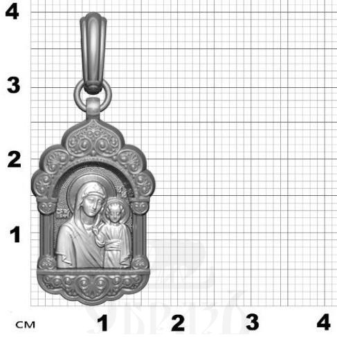 нательная икона божия матерь казанская, серебро 925 проба с родированием (арт. 18.005р)