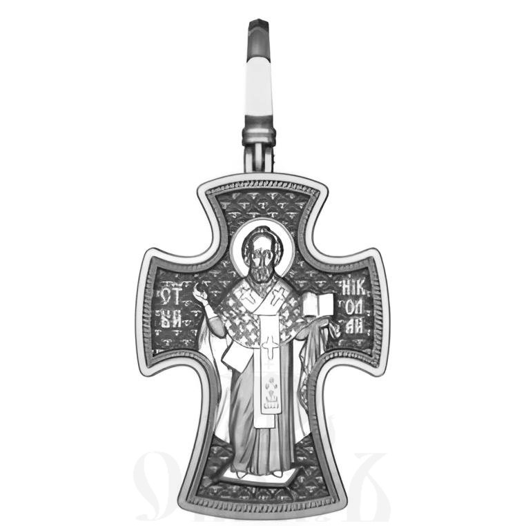 крест с образом святителя николая чудотворца, серебро 925 проба с родированием (арт. 17.013р)